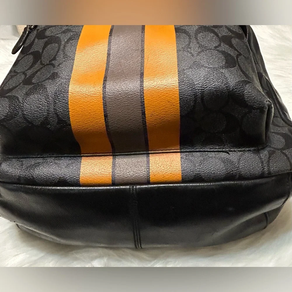 Coach Charles Varsity Men's Black/Charcoal and Orange Backpack - Picture 6 of 15